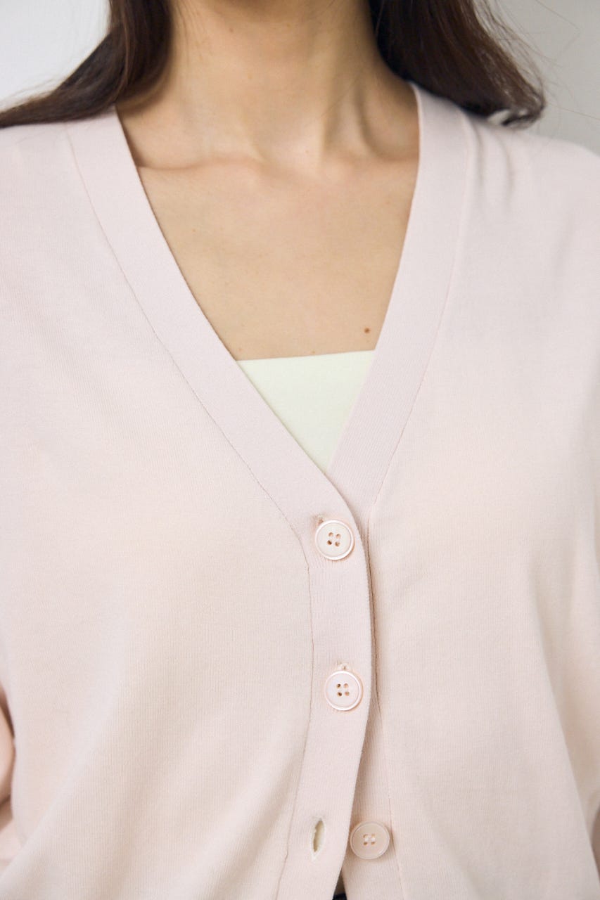 Vネックベーシックニットカーディガン L/PNK FREE