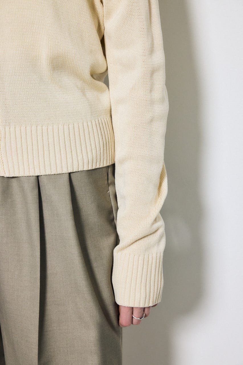 【SS先行アイテム】リネンタッチクルーネックニットカーディガン IVOY S