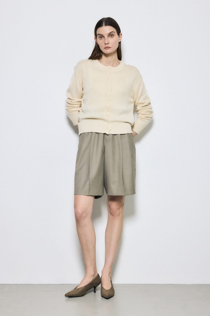 【SS先行アイテム】リネンタッチクルーネックニットカーディガン IVOY S