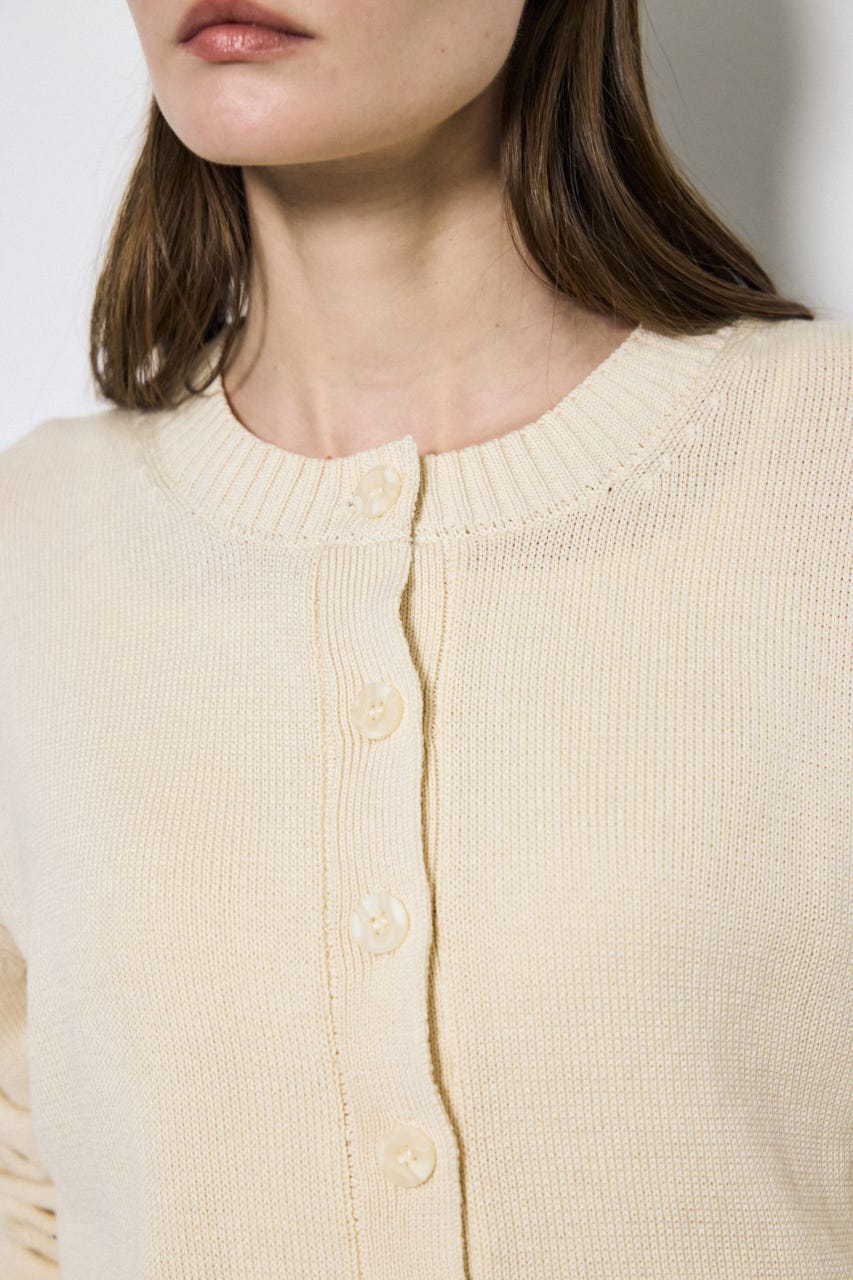 【SS先行アイテム】リネンタッチクルーネックニットカーディガン IVOY S