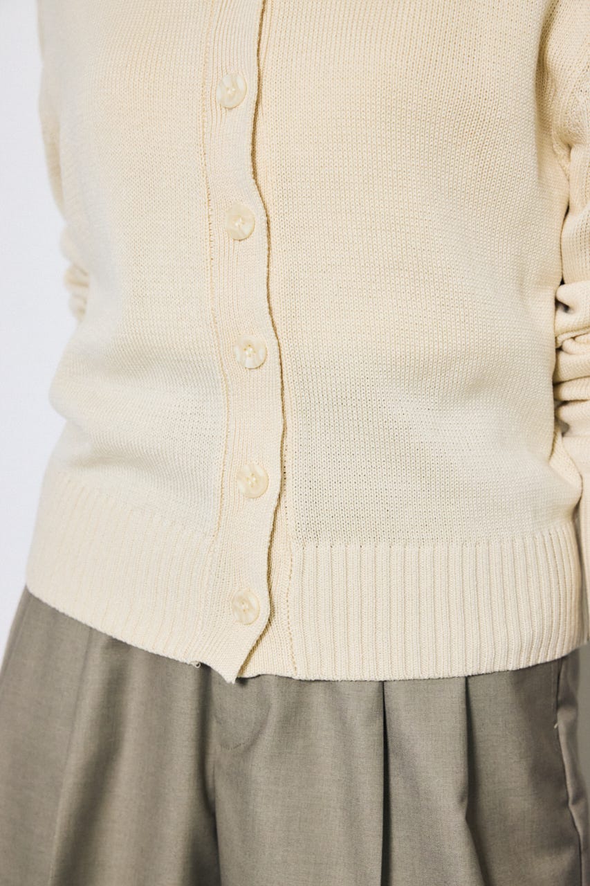 【SS先行アイテム】リネンタッチクルーネックニットカーディガン IVOY S