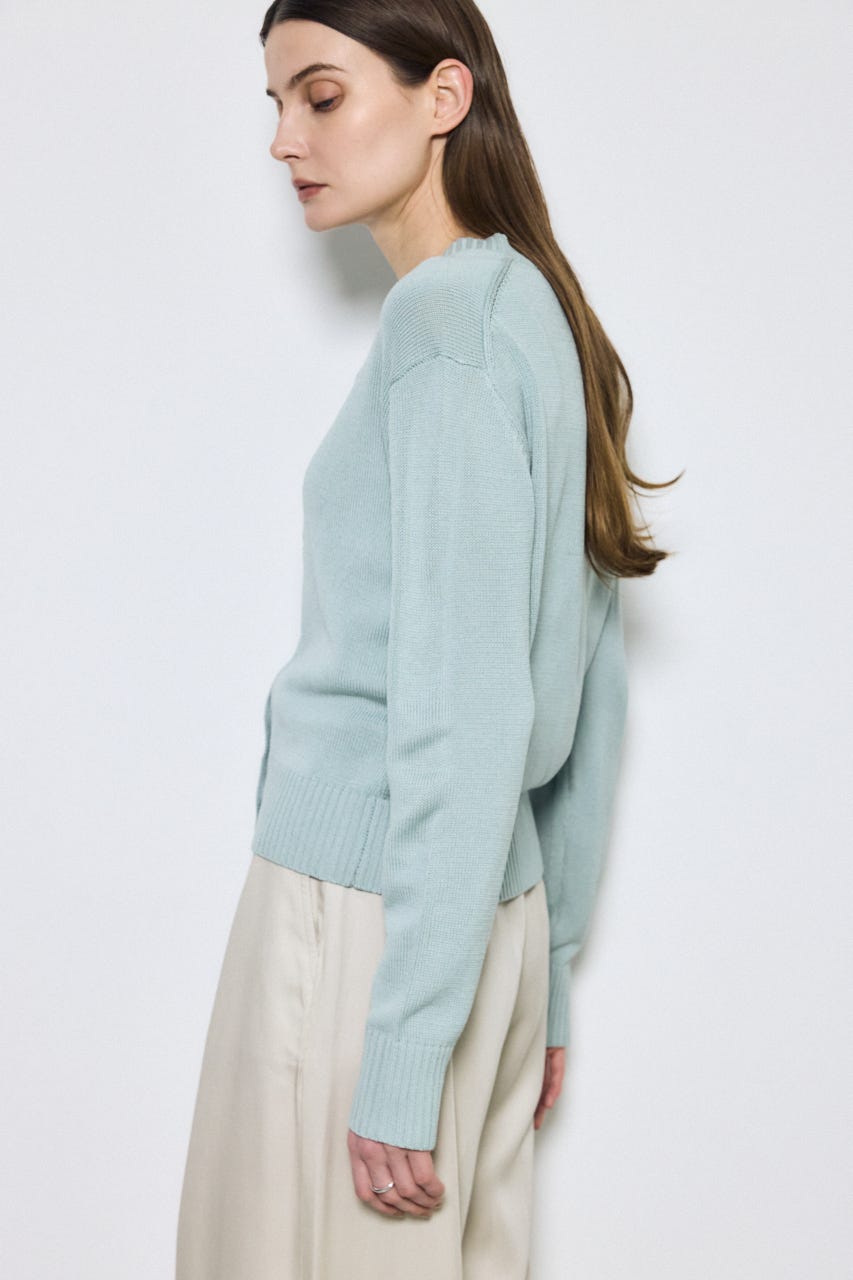 【SS先行アイテム】リネンタッチクルーネックニットカーディガン L/BLU S