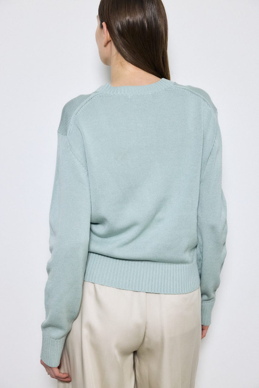 【SS先行アイテム】リネンタッチクルーネックニットカーディガン L/BLU S