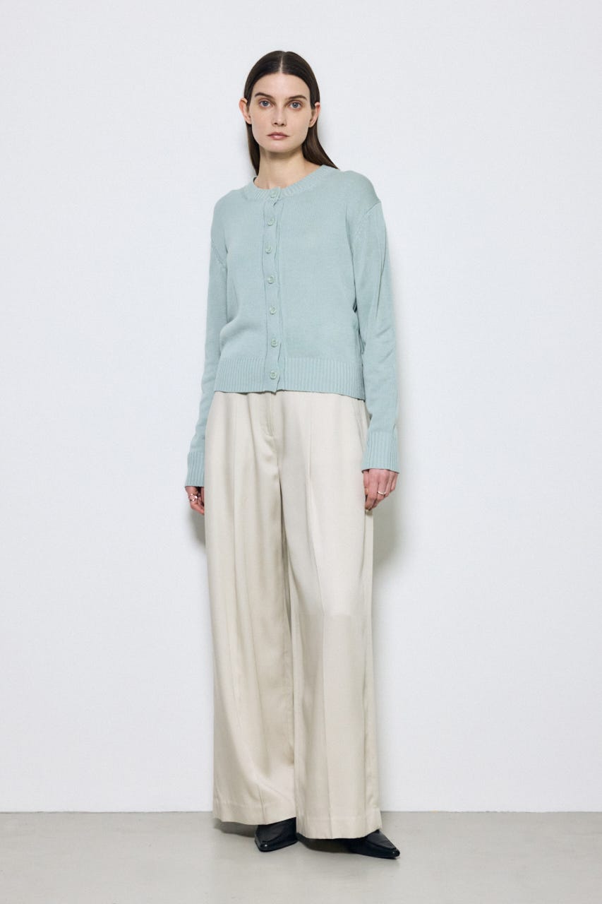 【SS先行アイテム】リネンタッチクルーネックニットカーディガン L/BLU S