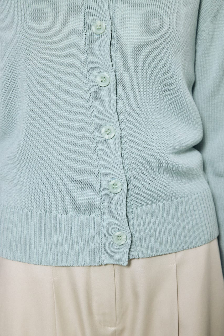 【SS先行アイテム】リネンタッチクルーネックニットカーディガン L/BLU S