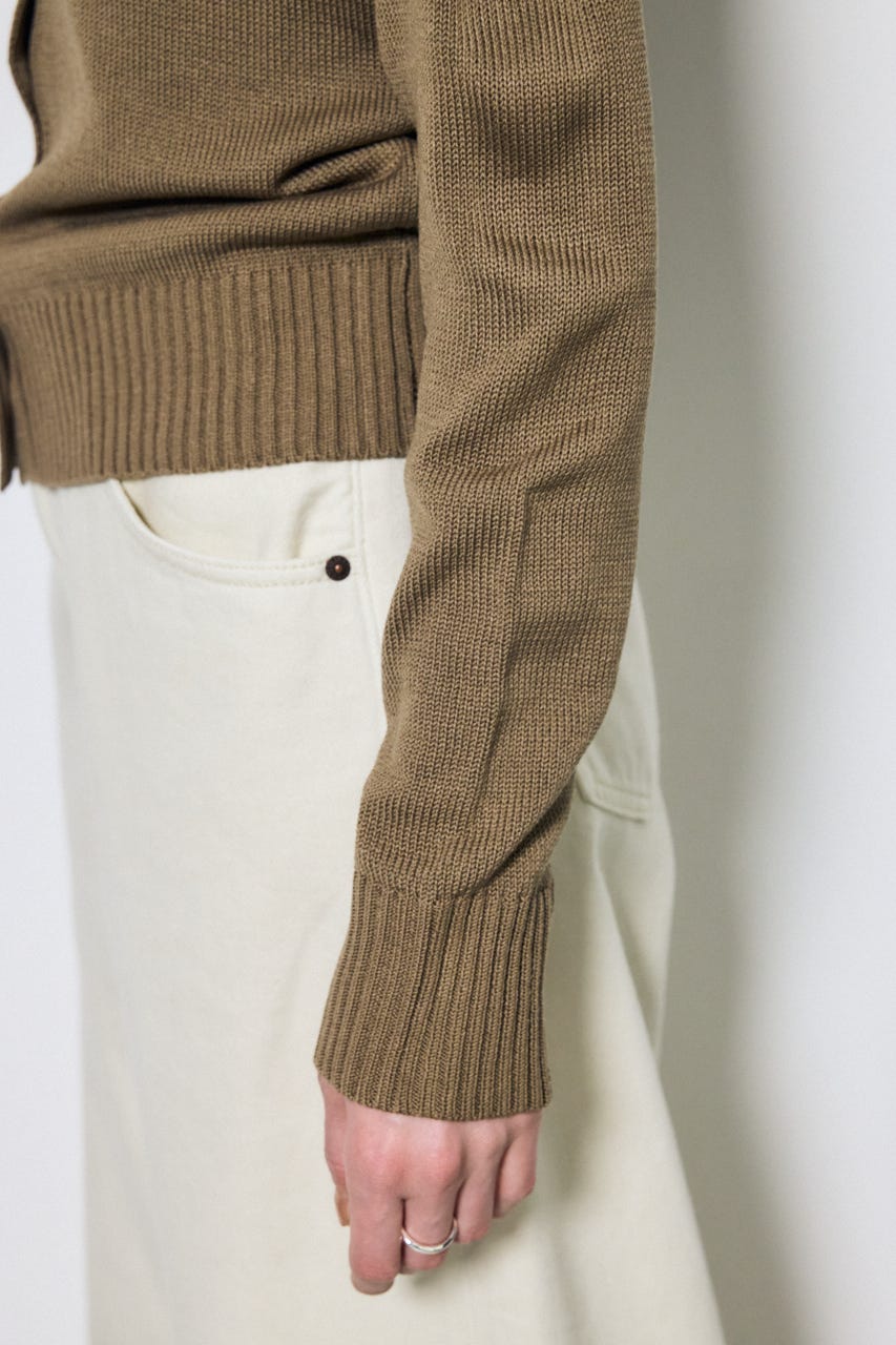 【SS先行アイテム】リネンタッチクルーネックニットカーディガン MOCHA S