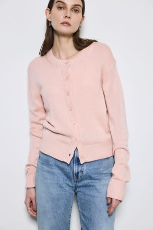 【SS先行アイテム】リネンタッチクルーネックニットカーディガン