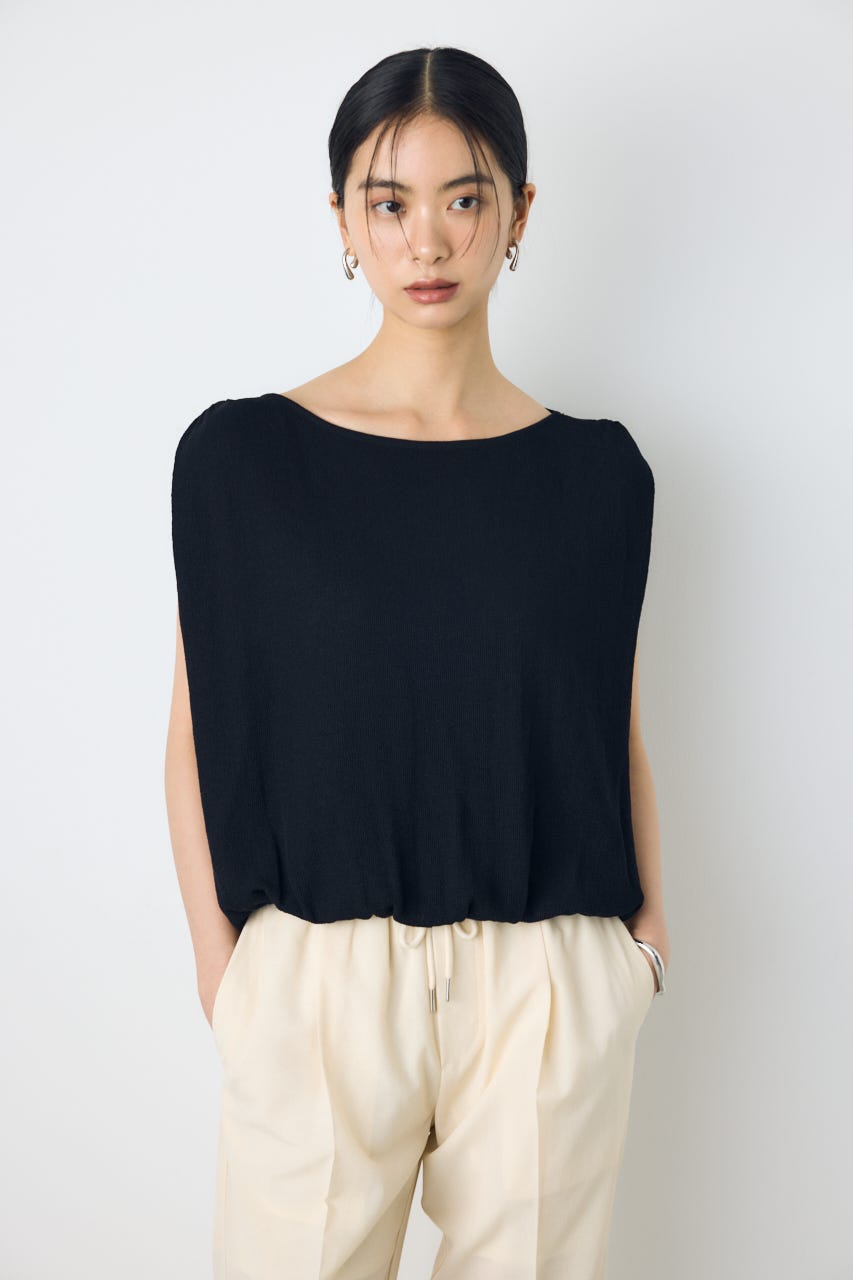 ノースリーブバルーンニットトップス BLK M