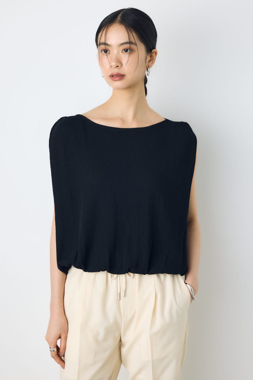 ノースリーブバルーンニットトップス BLK M