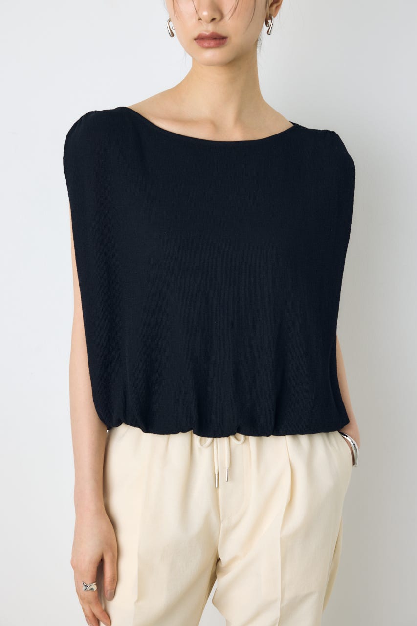 ノースリーブバルーンニットトップス BLK M