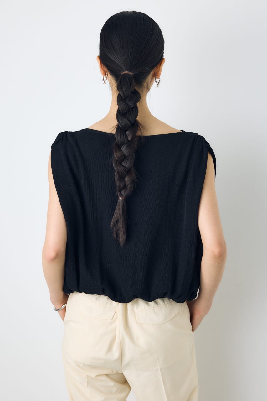 ノースリーブバルーンニットトップス BLK M