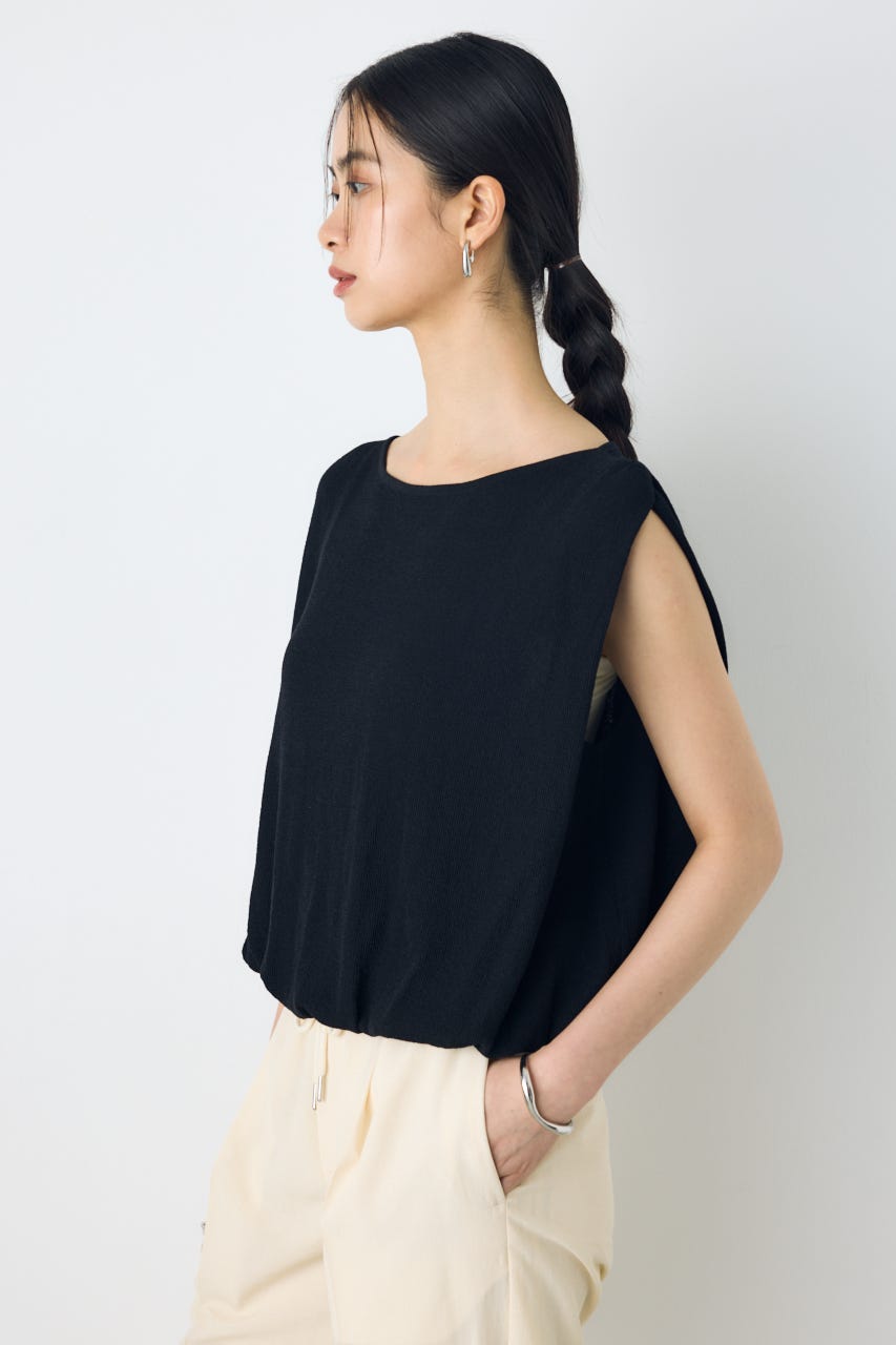 ノースリーブバルーンニットトップス BLK M