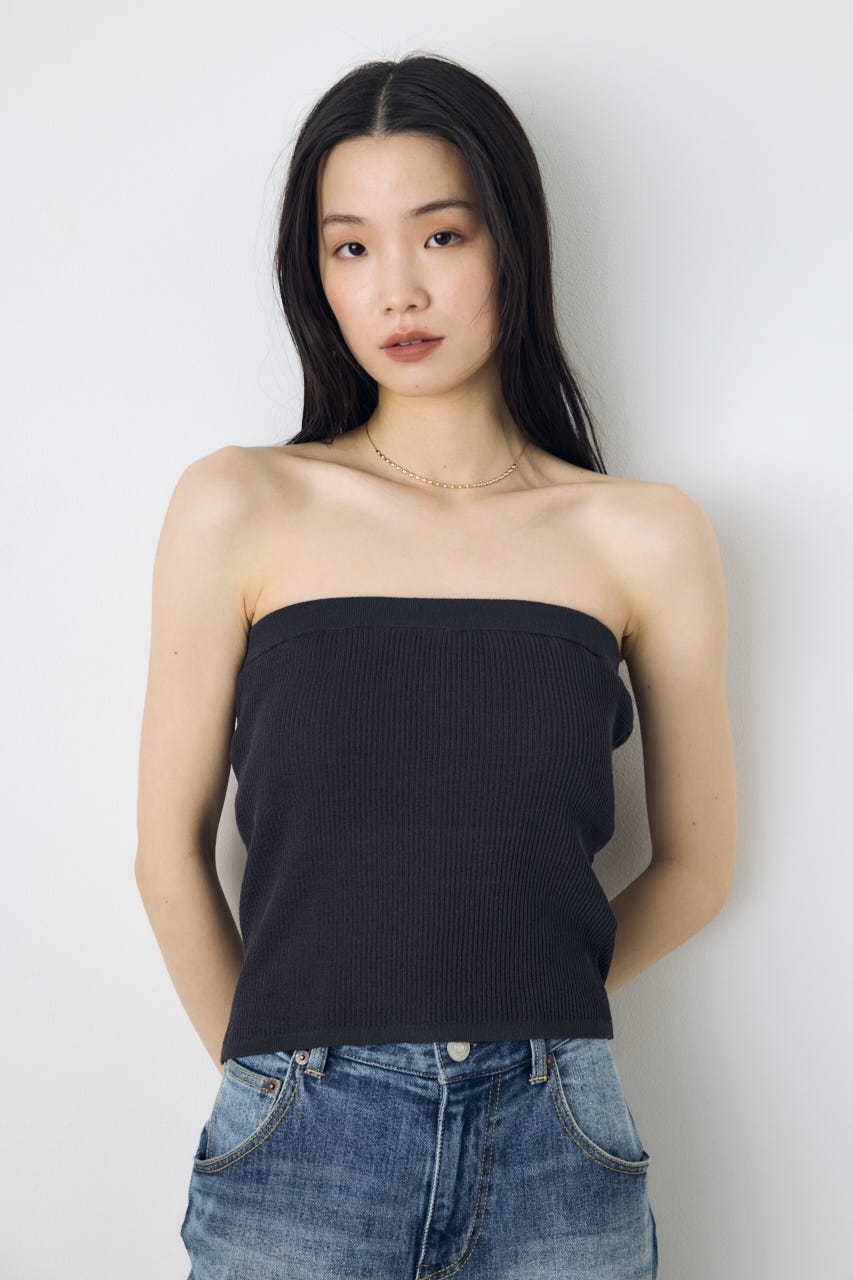 2点セットノースリーブニット(パット付き) L/BLK FREE