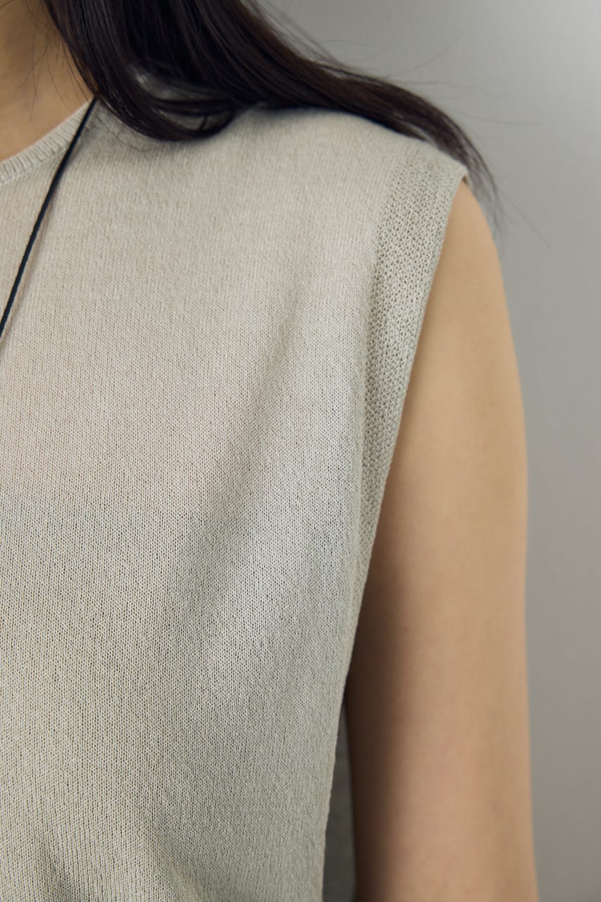 2点セットノースリーブニット(パット付き) L/GRY FREE