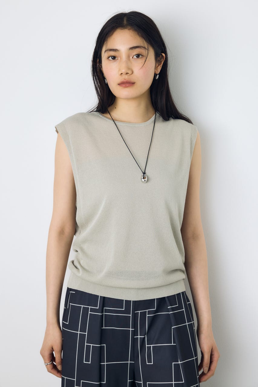 2点セットノースリーブニット(パット付き) L/GRY FREE