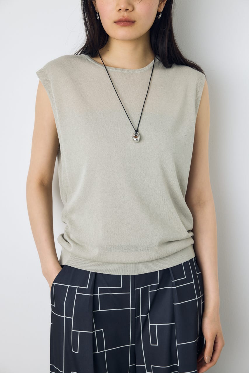 2点セットノースリーブニット(パット付き) L/GRY FREE