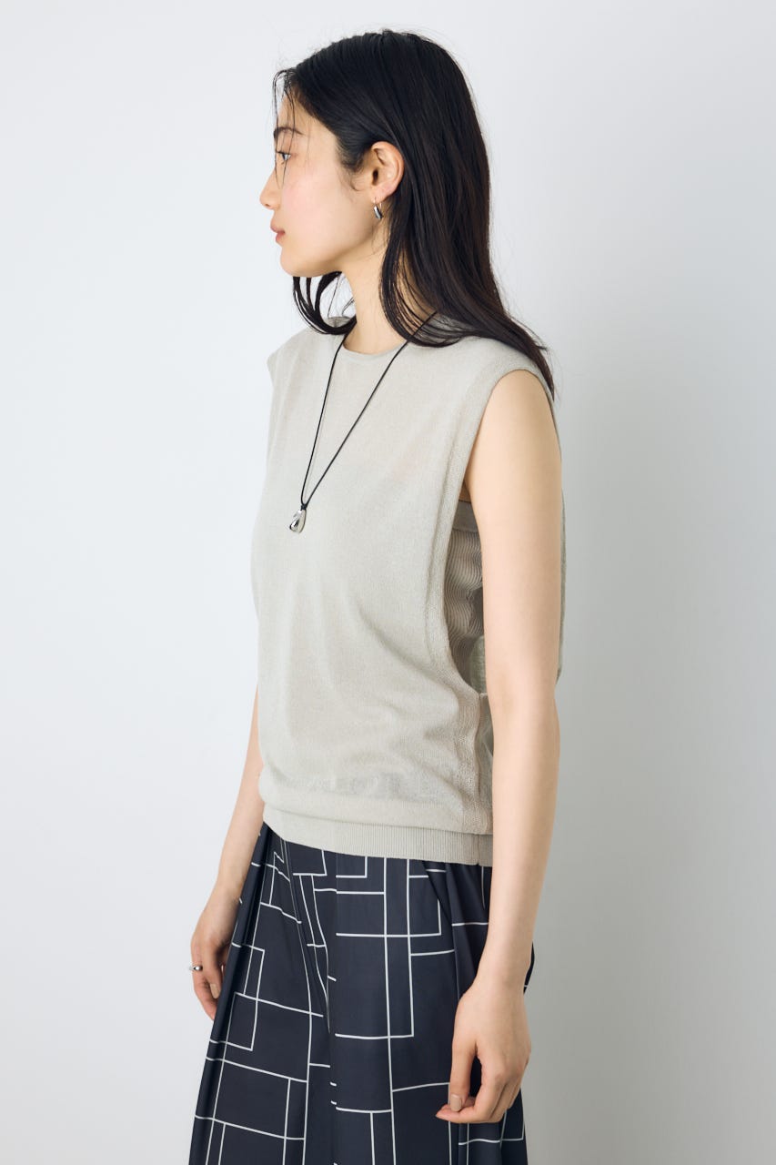 2点セットノースリーブニット(パット付き) L/GRY FREE