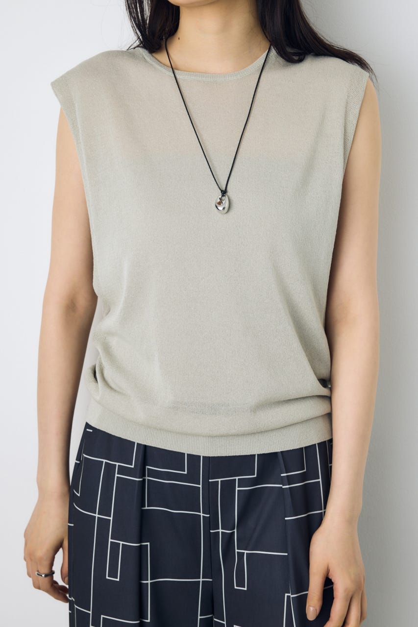 2点セットノースリーブニット(パット付き) L/GRY FREE