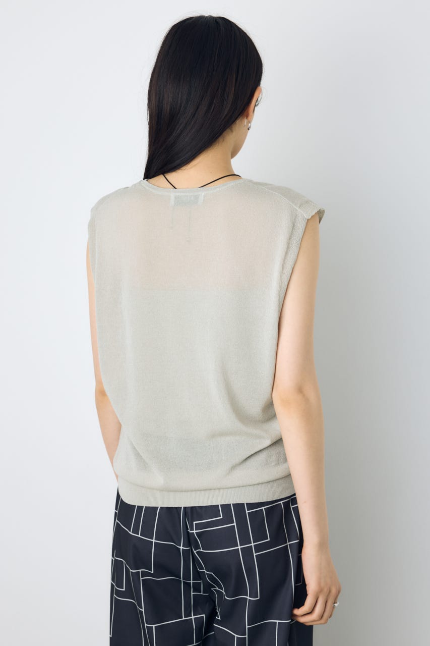 2点セットノースリーブニット(パット付き) L/GRY FREE
