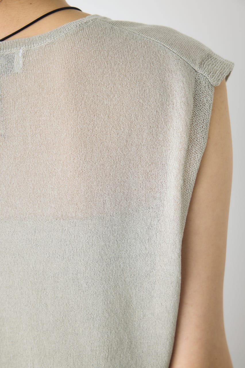 2点セットノースリーブニット(パット付き) L/GRY FREE