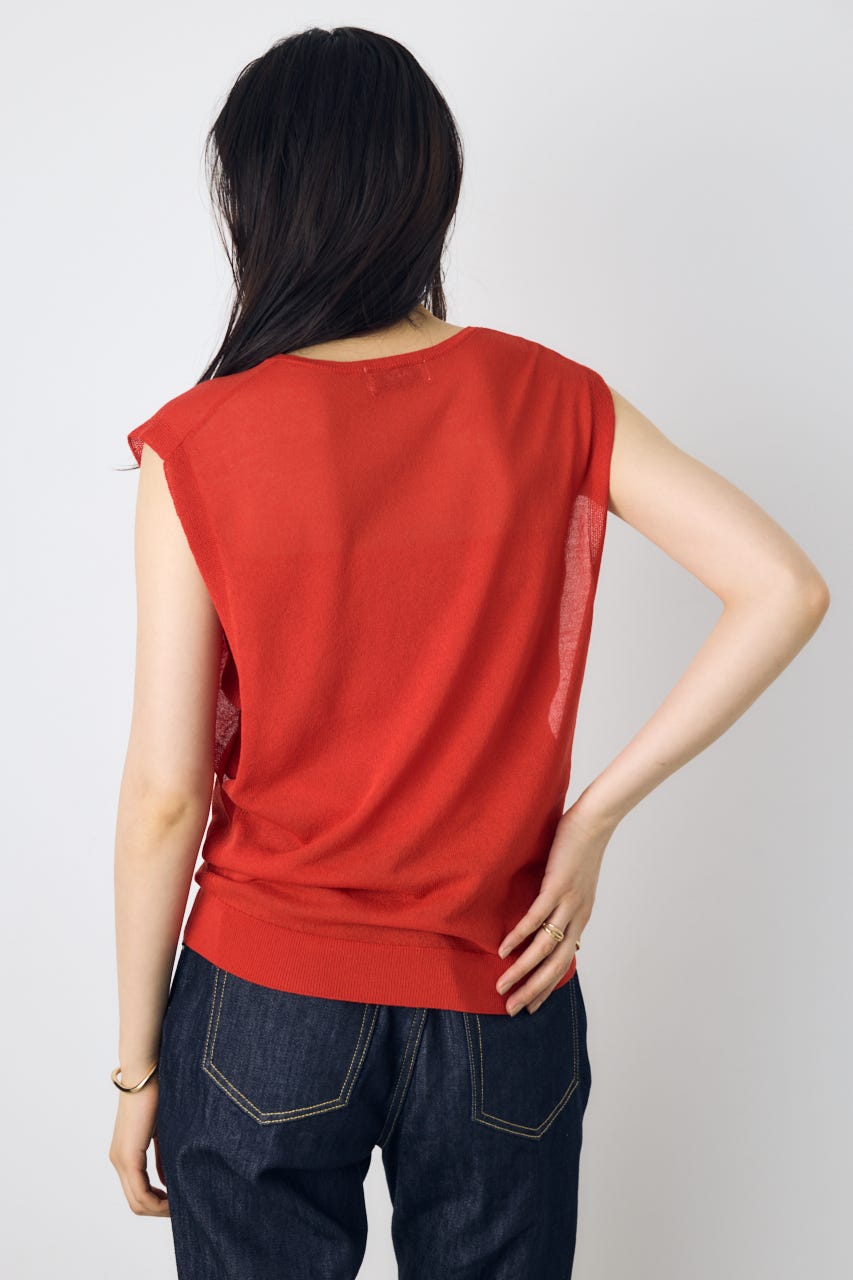 2点セットノースリーブニット(パット付き) RED FREE