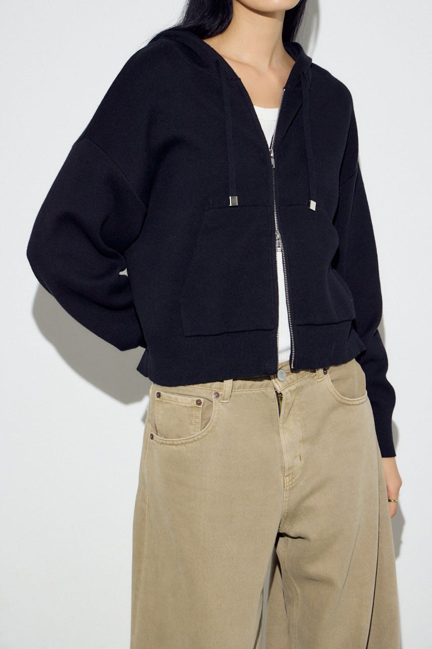 Wジップニットフーディー BLK S