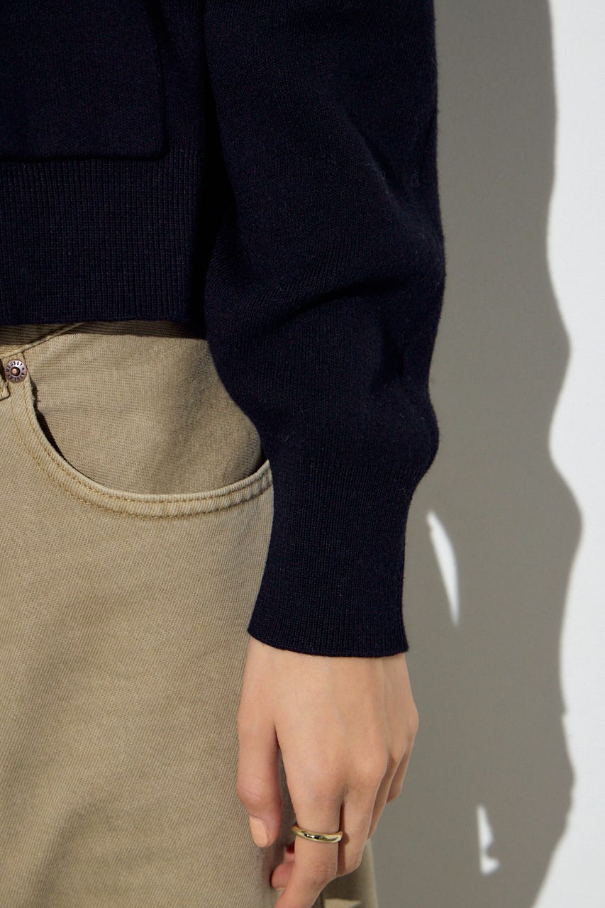 Wジップニットフーディー BLK S