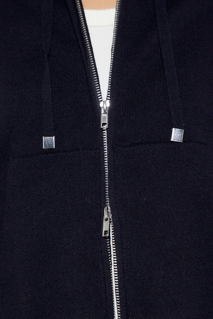 Wジップニットフーディー BLK S