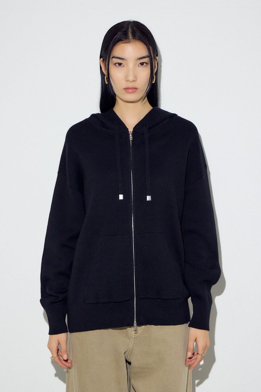 Wジップニットフーディー BLK S