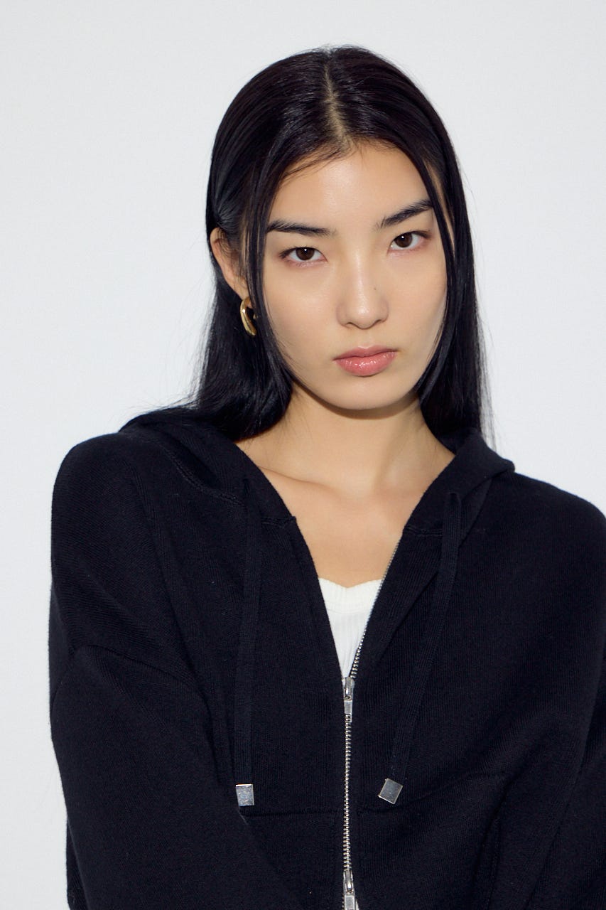 Wジップニットフーディー BLK S