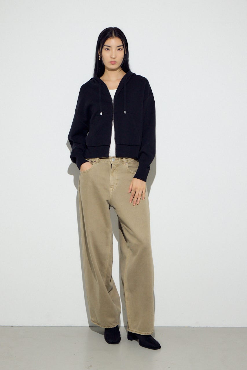 Wジップニットフーディー BLK S