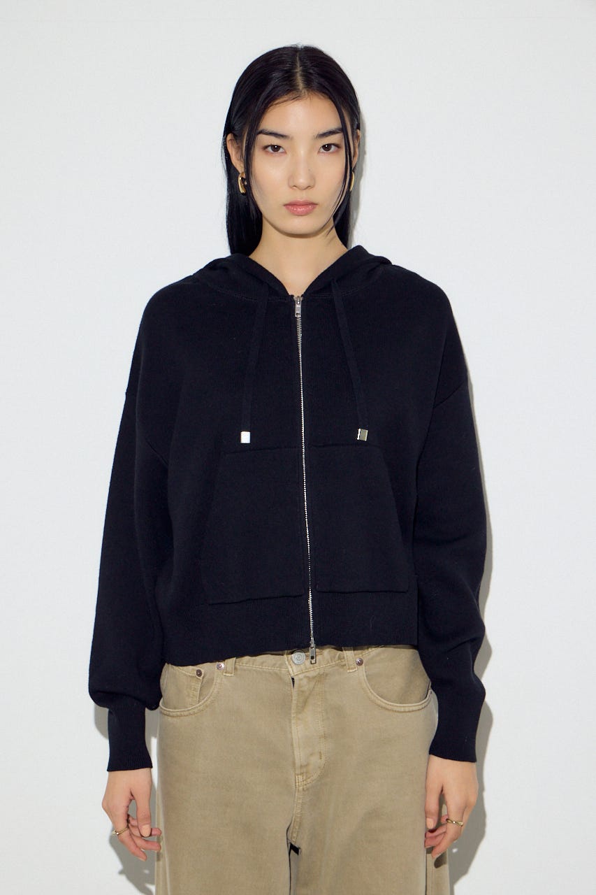 Wジップニットフーディー BLK S