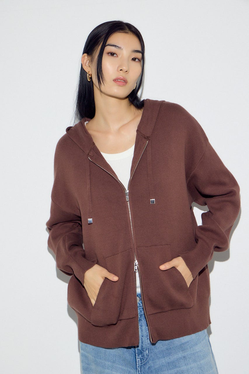 Wジップニットフーディー BRN S