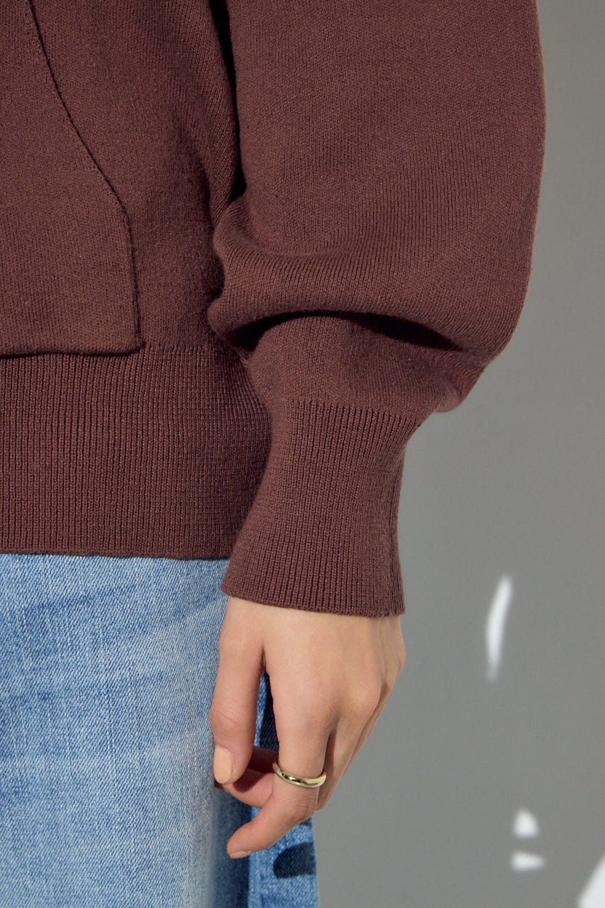 Wジップニットフーディー BRN S