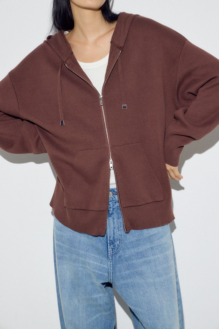 Wジップニットフーディー BRN S