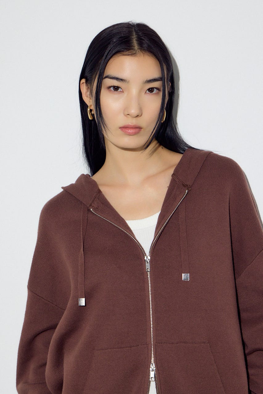 Wジップニットフーディー BRN S
