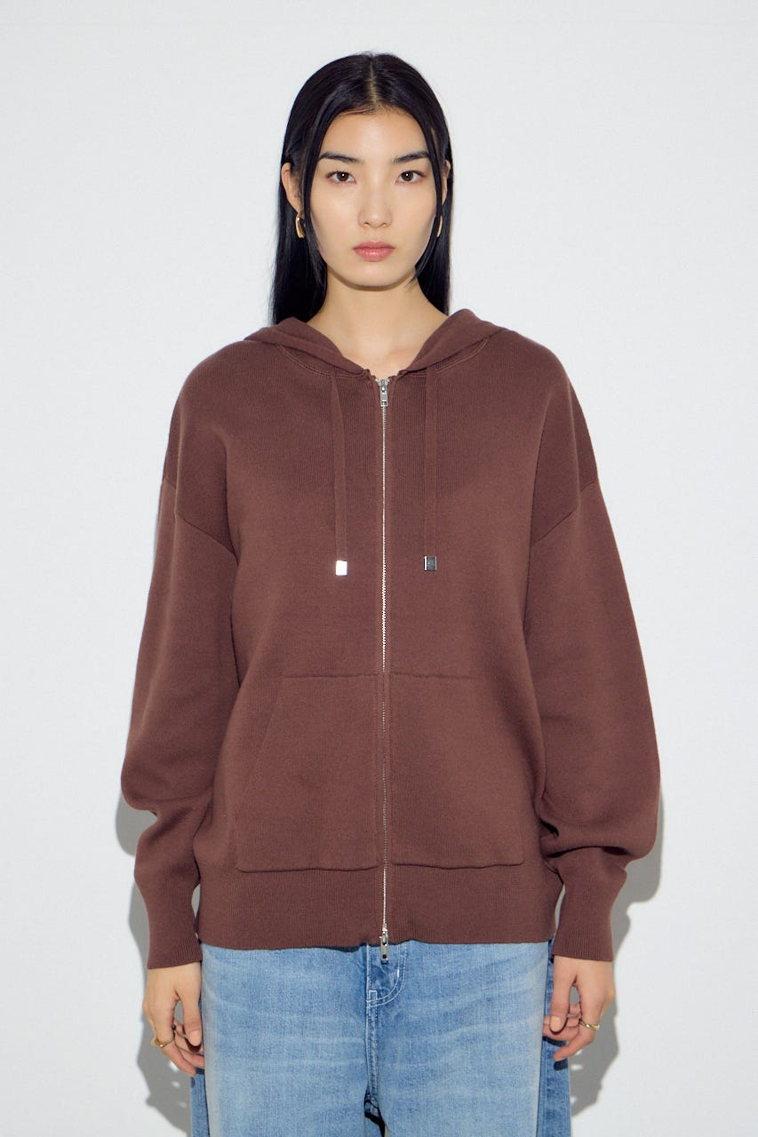 Wジップニットフーディー BRN S