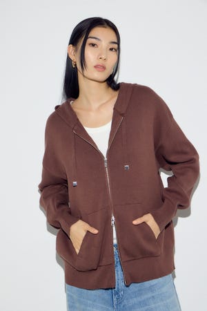 Wジップニットフーディー