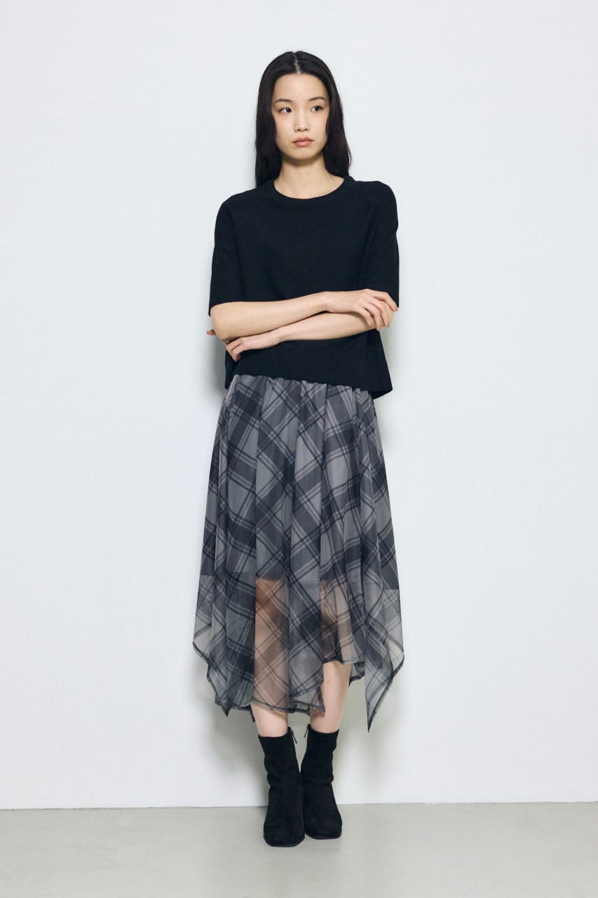 カシミヤミックスハーフスリーブニット BLK S