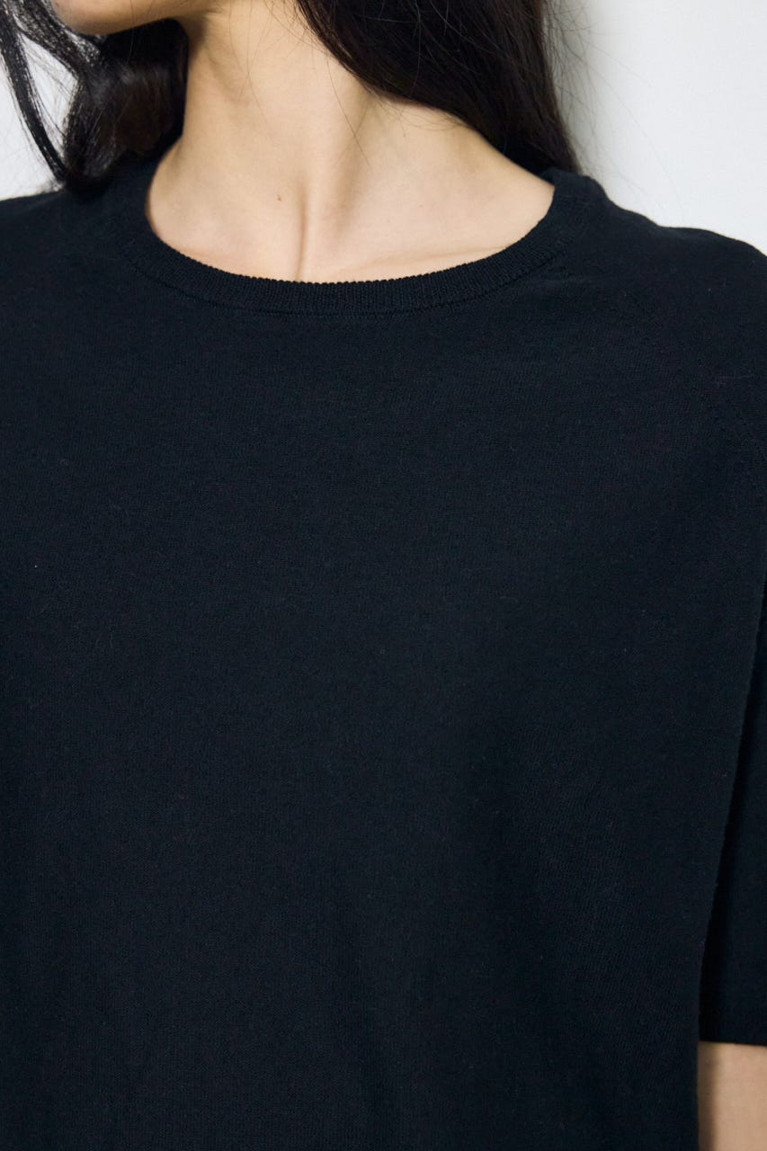カシミヤミックスハーフスリーブニット BLK S