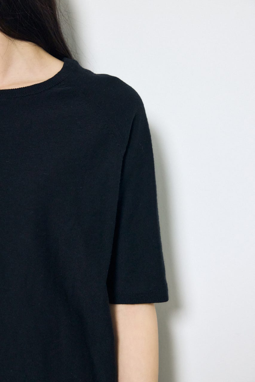 カシミヤミックスハーフスリーブニット BLK S