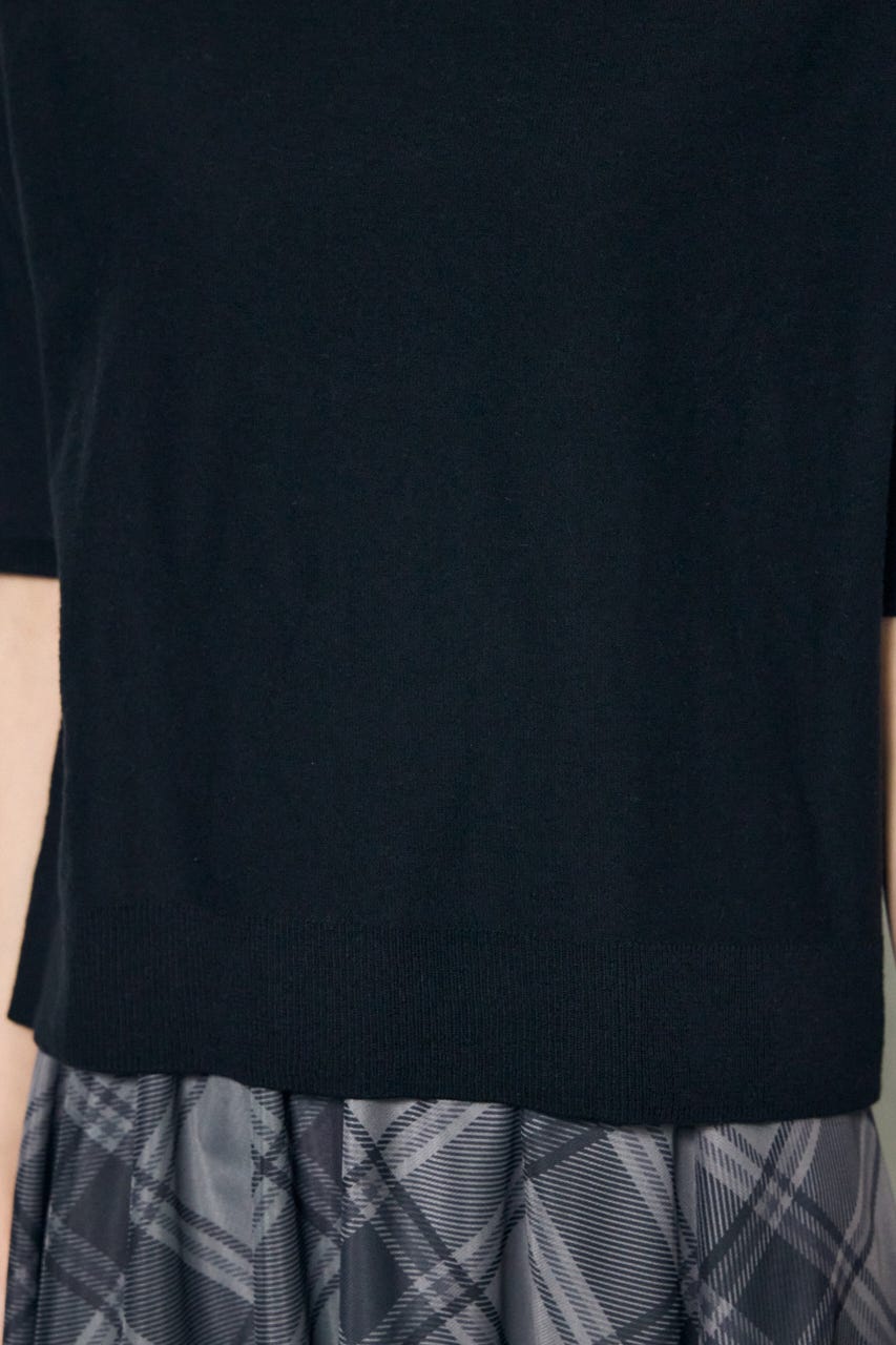 カシミヤミックスハーフスリーブニット BLK S