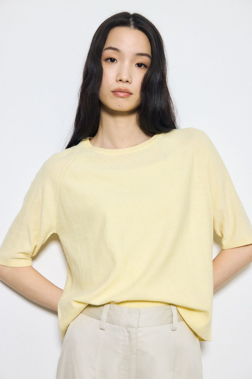 カシミヤミックスハーフスリーブニット L/YEL M