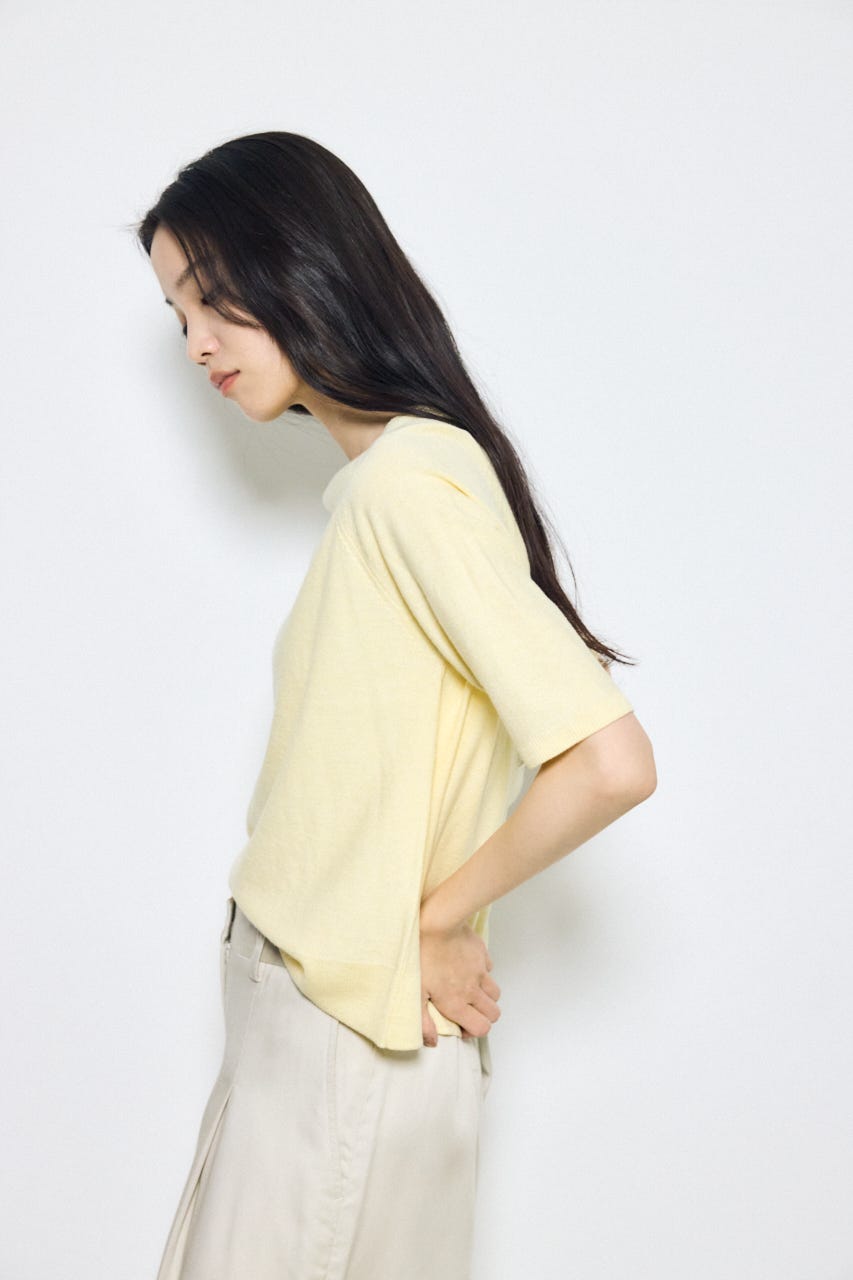 カシミヤミックスハーフスリーブニット L/YEL M