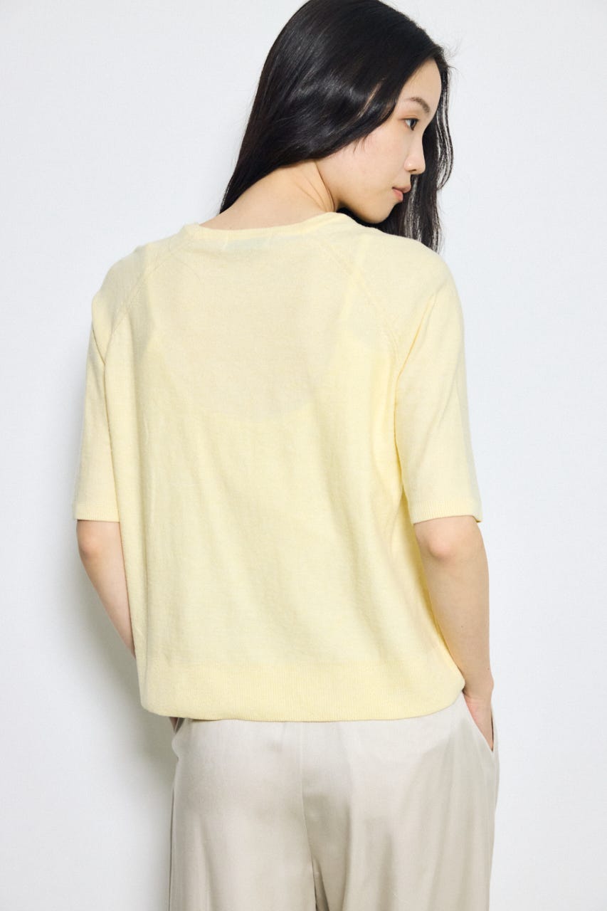 カシミヤミックスハーフスリーブニット L/YEL M