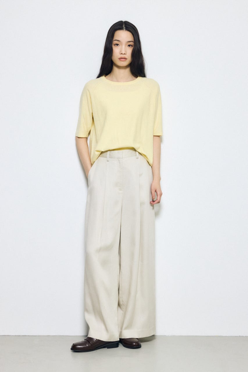 カシミヤミックスハーフスリーブニット L/YEL M