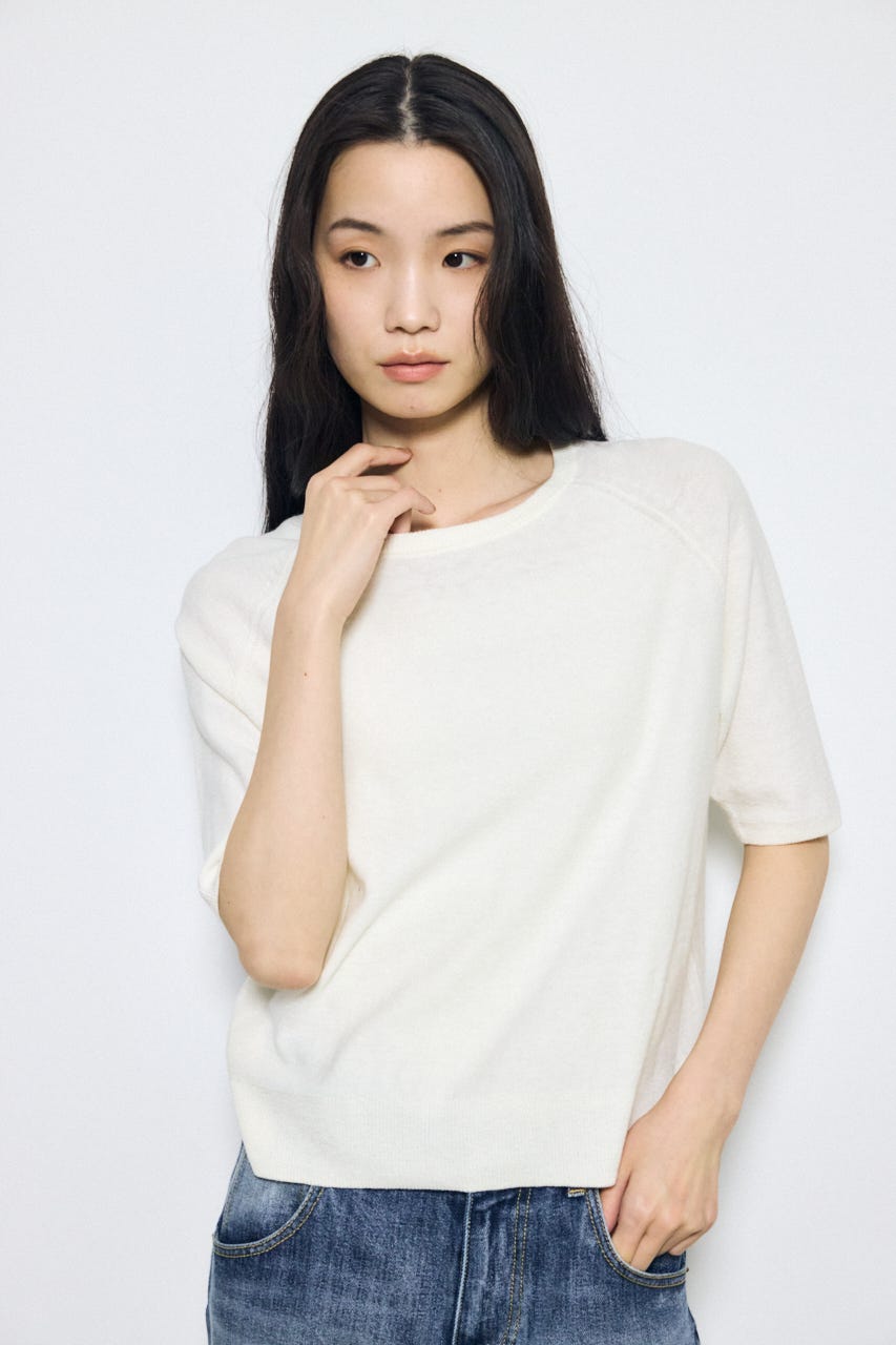 カシミヤミックスハーフスリーブニット O/WHT S