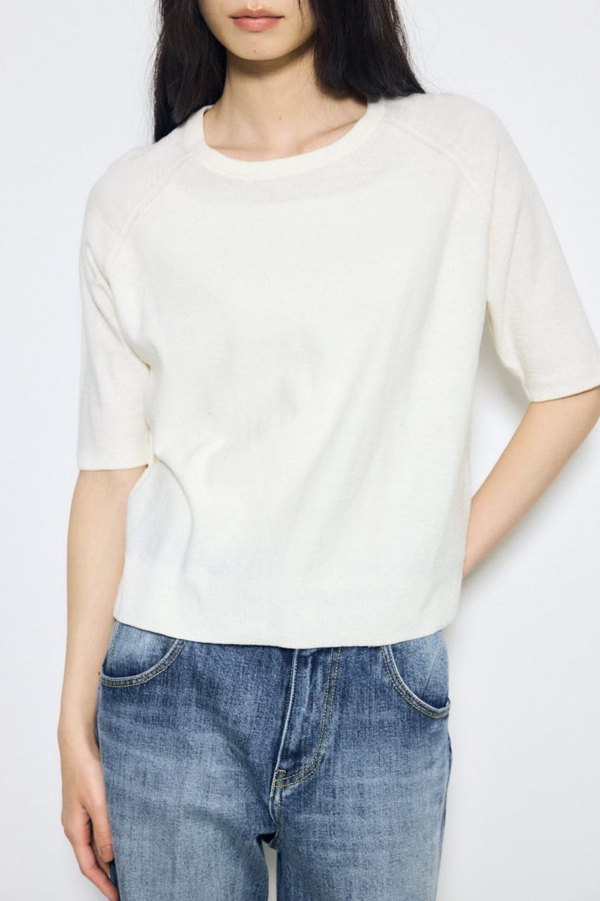 カシミヤミックスハーフスリーブニット O/WHT S