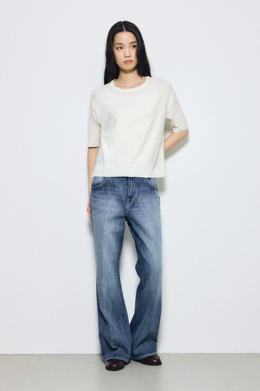 カシミヤミックスハーフスリーブニット O/WHT S