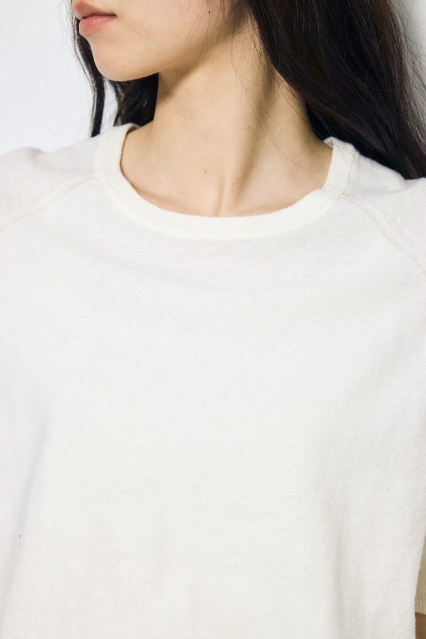 カシミヤミックスハーフスリーブニット O/WHT S